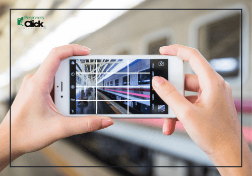 Rules of Third – Smartphone Photography Composition Smartphone capturing a landscape photo using the rule of thirds composition technique.